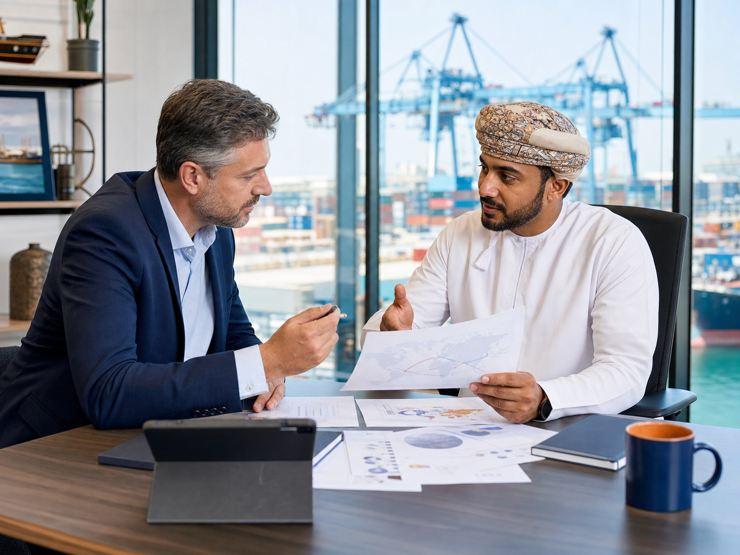 International trade consultation and shipment coordination at Sohar Port